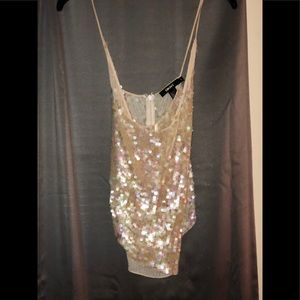 DKNY Beautiful sequin cream tank top